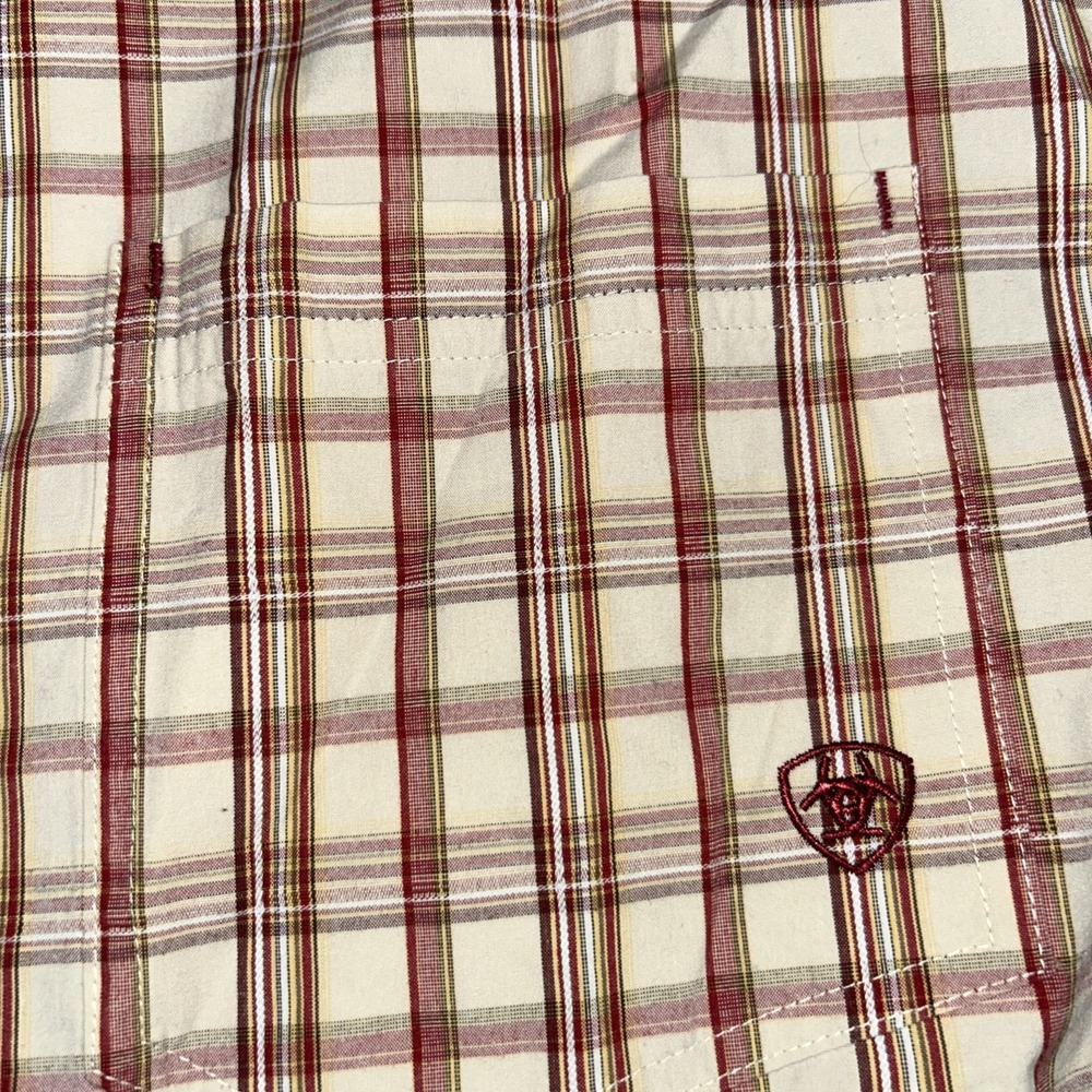 Ariat Pro Series Long Sleeve Button Down Windowpane Gingham Check Plaid Mens L - Picture 3 of 10